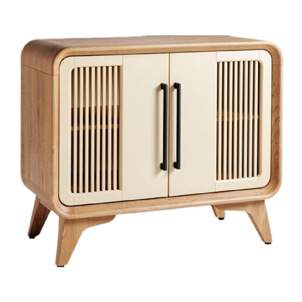 **Polski tytuł techniczny: Nowoczesna szafa z drewna z drzwiami w stylu retro**